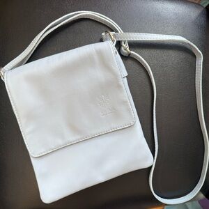 Vera Pelle Soft Gray Italian Leather Crossbody Bag